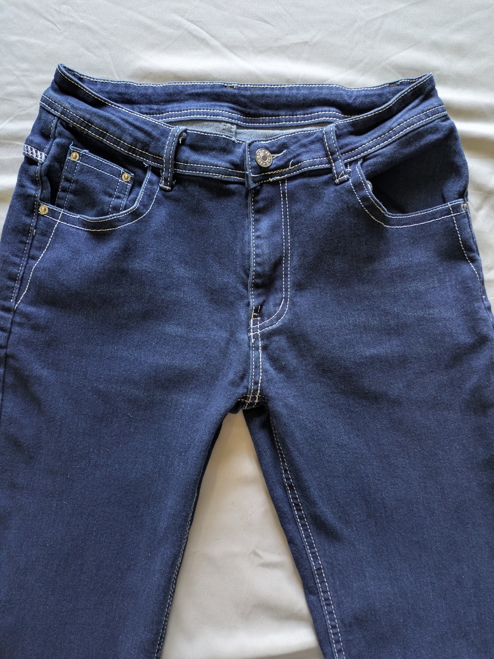 Western Feather Embroidered Pocket Flare Jeans Medium Stretch Denim Boho